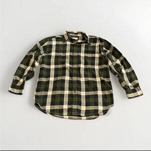 Vintage J Crew Oarsman Green Flannel Plaid Mens Button Up Classic Lumberjack